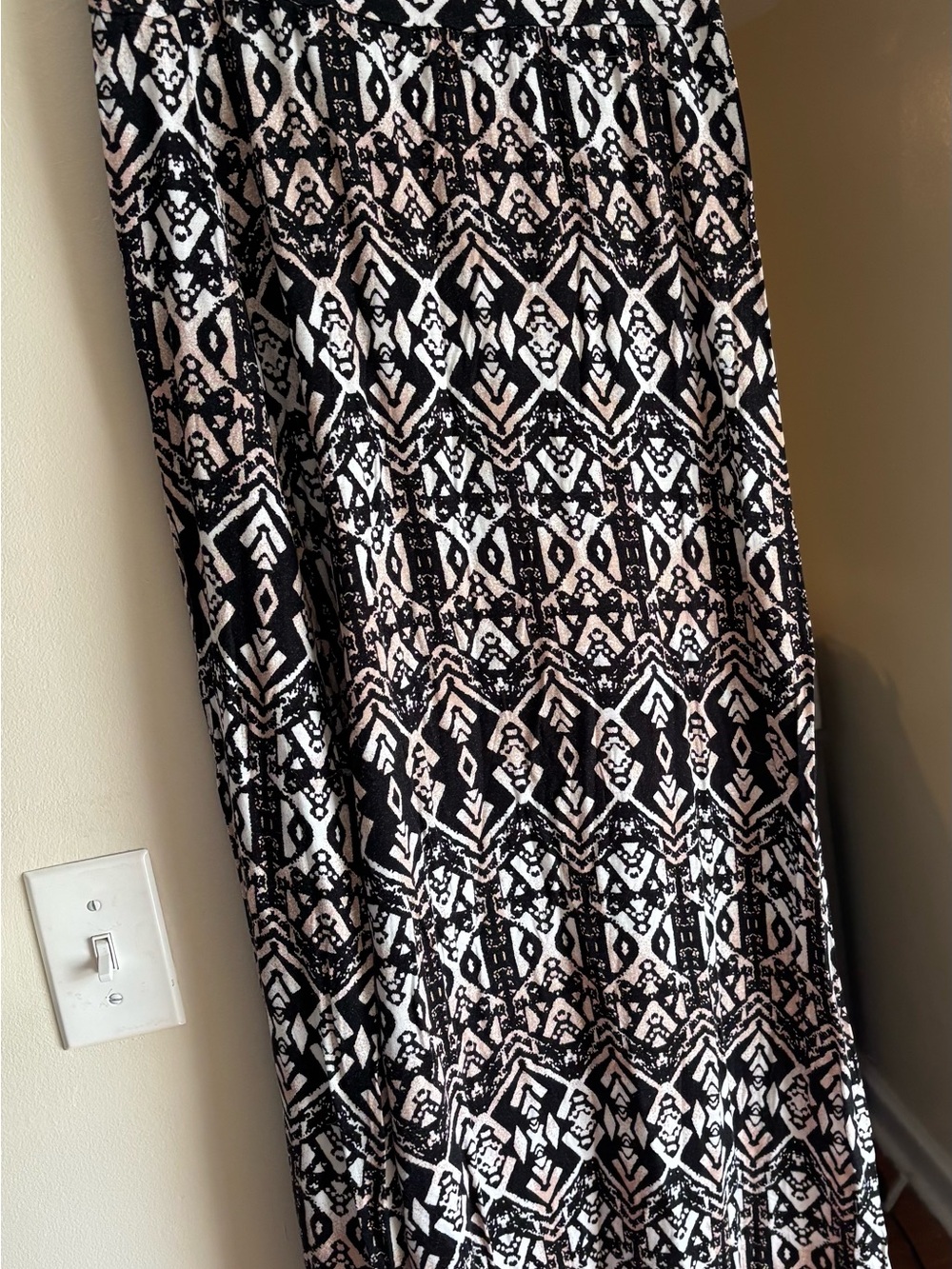 French Laundry Black and Cream Geometric Maxi Skirt